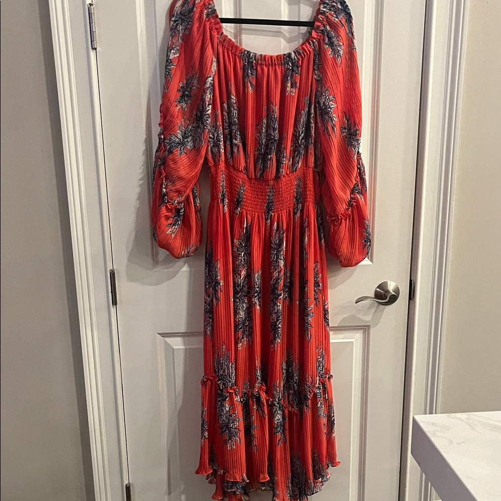 Ramy Brook Scarlet and Black Floral Maxi Dress